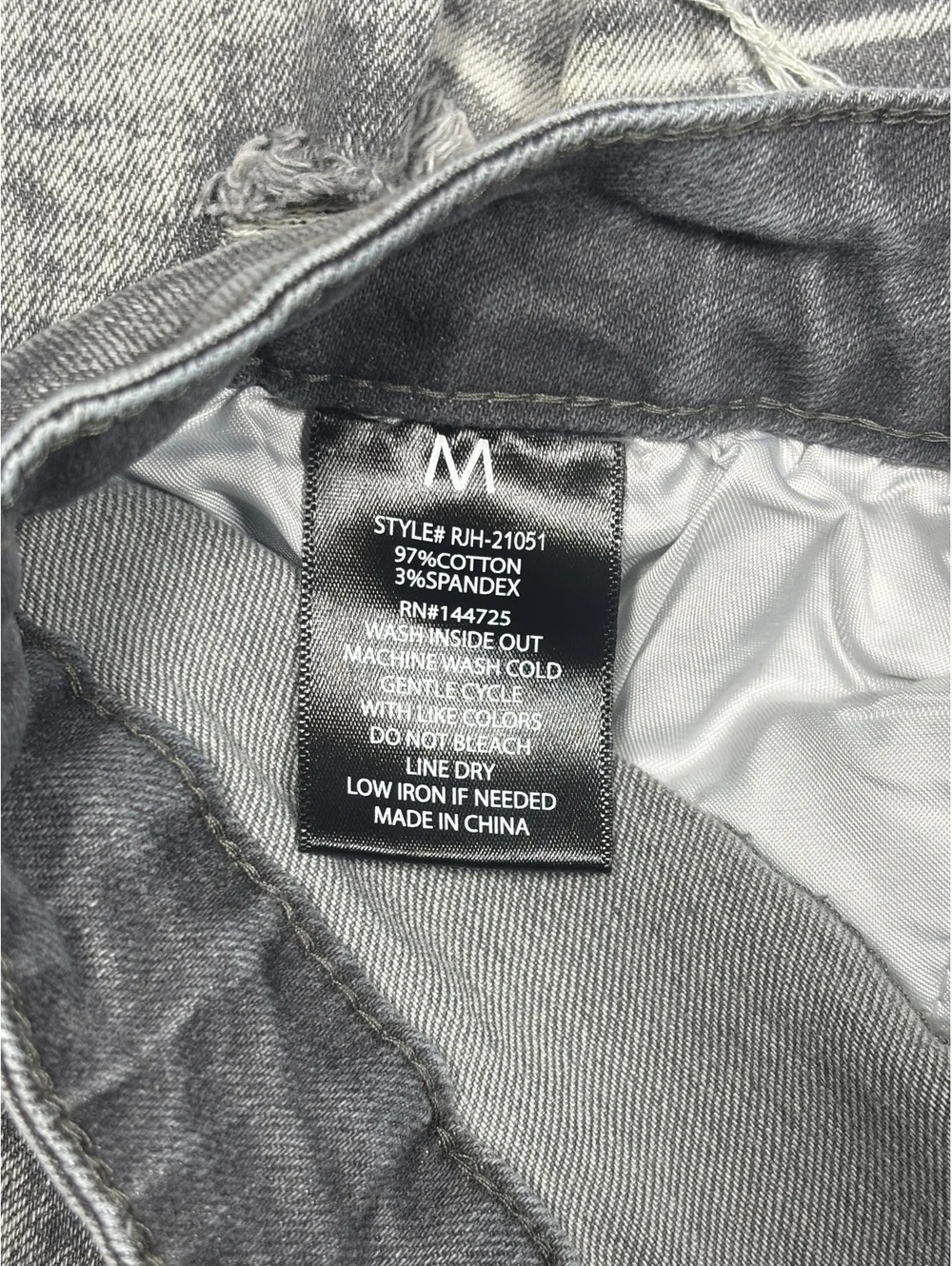 American Bazi Los Angeles Stacked Gray Acid Wash Distressed Cargo Jeans Size M